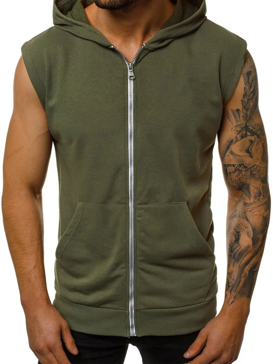 Cyrus Sleeveless Muscle Hoodie for Men, view 6 - Elena Harper