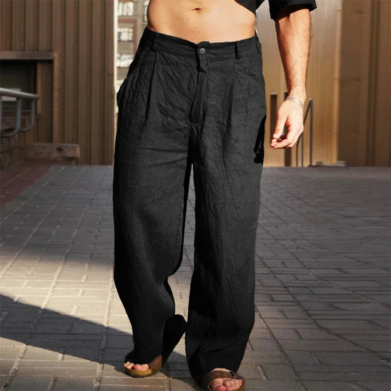 Alfonso Relaxed Linen Pants, view 5 - Elena Harper