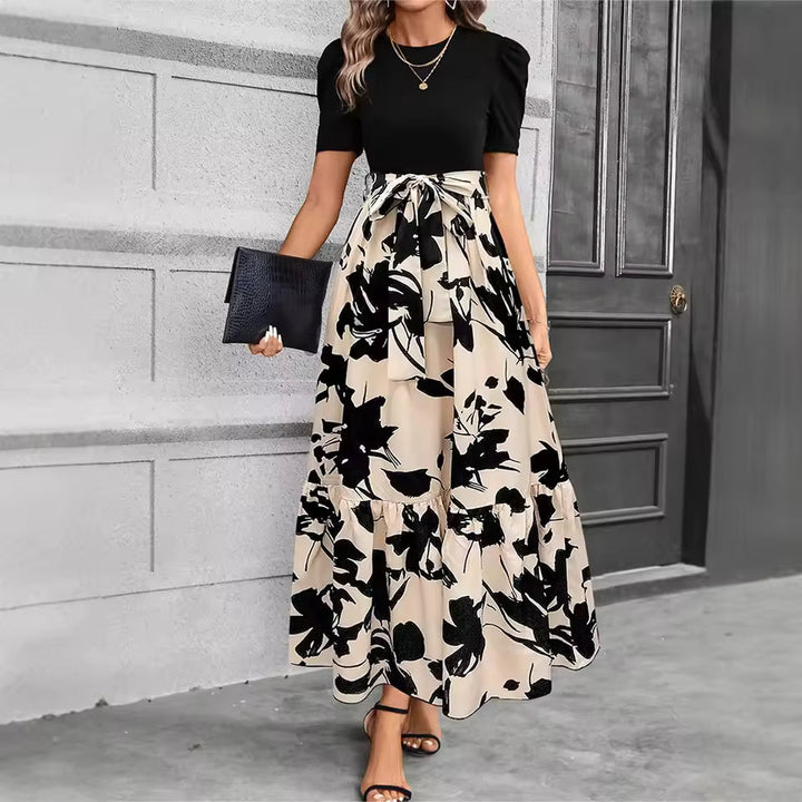 Ainhoa | Elegant dress with flowers and ruffles