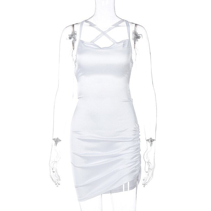 Satin Mini Dress, view 8 - Elena Harper