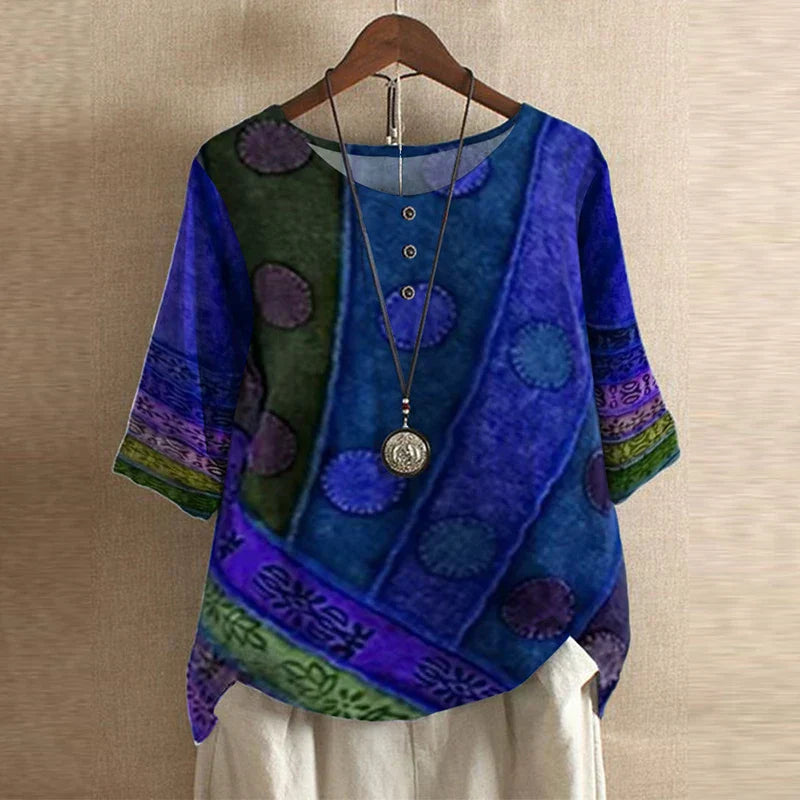 Ruby | Ladies Floral Print Round Neck Top