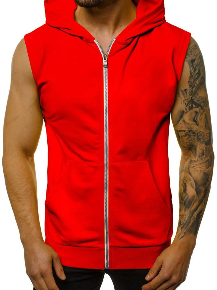 Cyrus Sleeveless Muscle Hoodie for Men, view 5 - Elena Harper