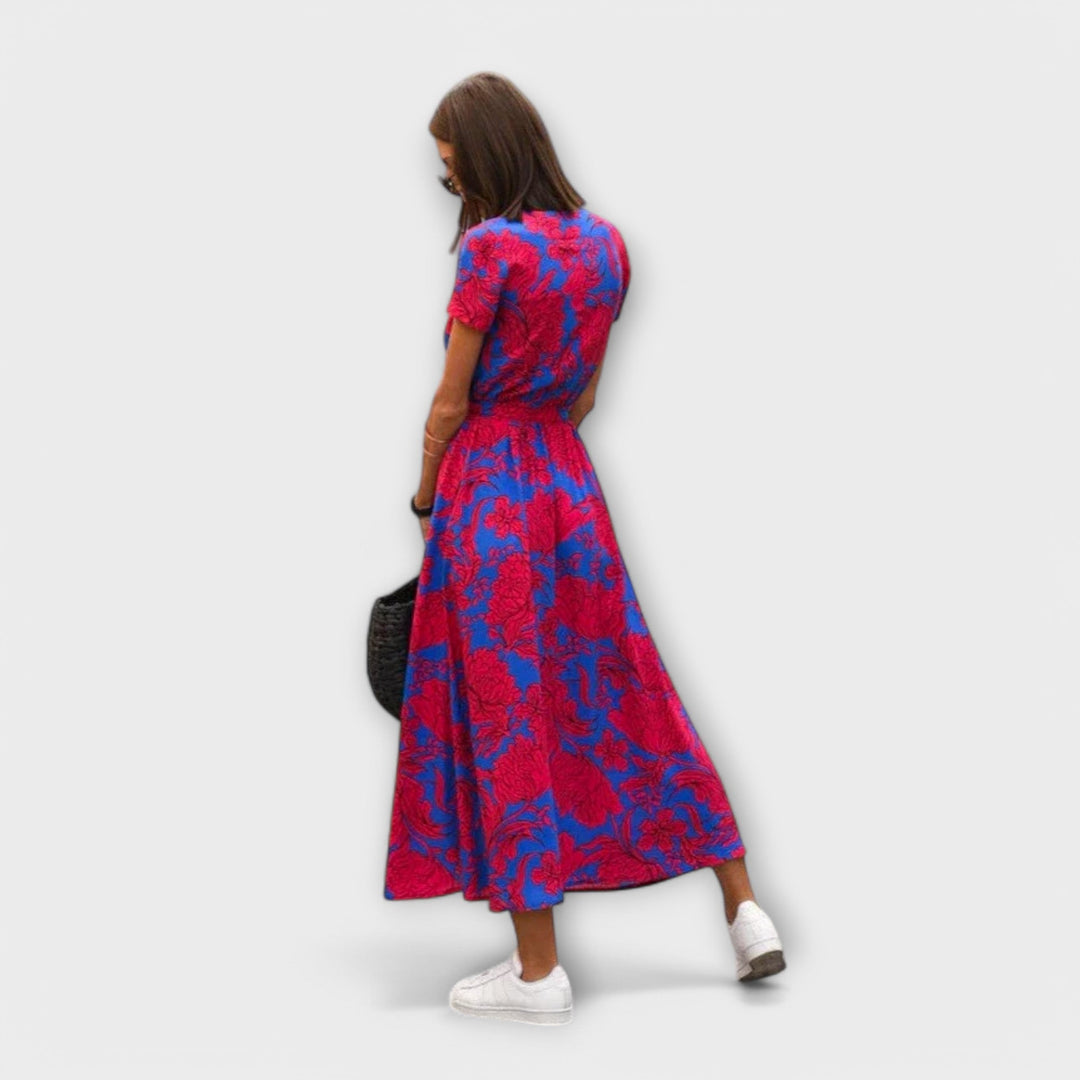 Renate | Women's Casual Maxi Dress with V-Neck and Belt
