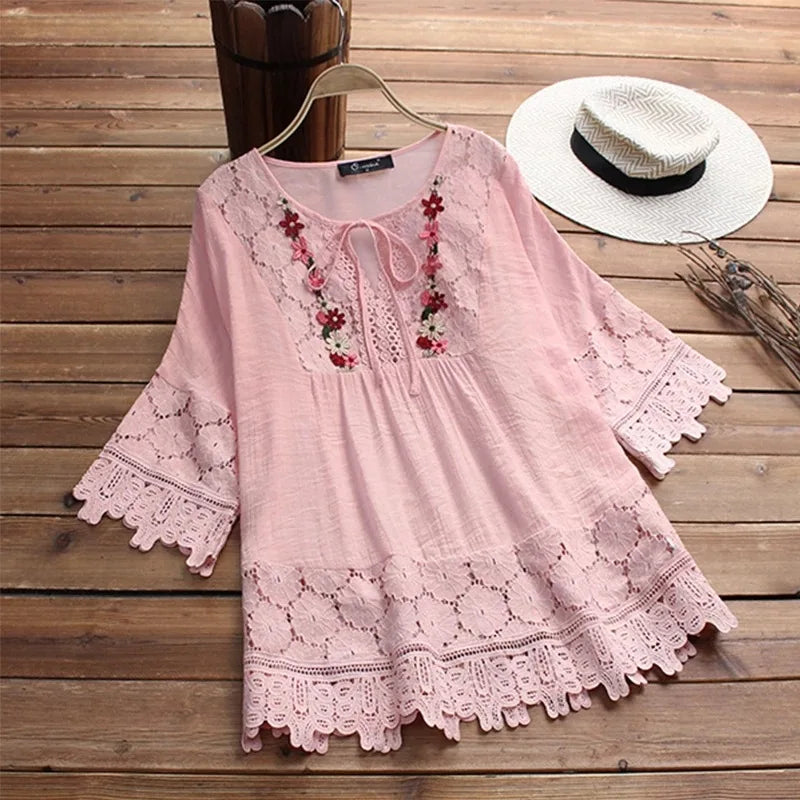 Lavinella Elegant Lace Blouse - Elena Harper