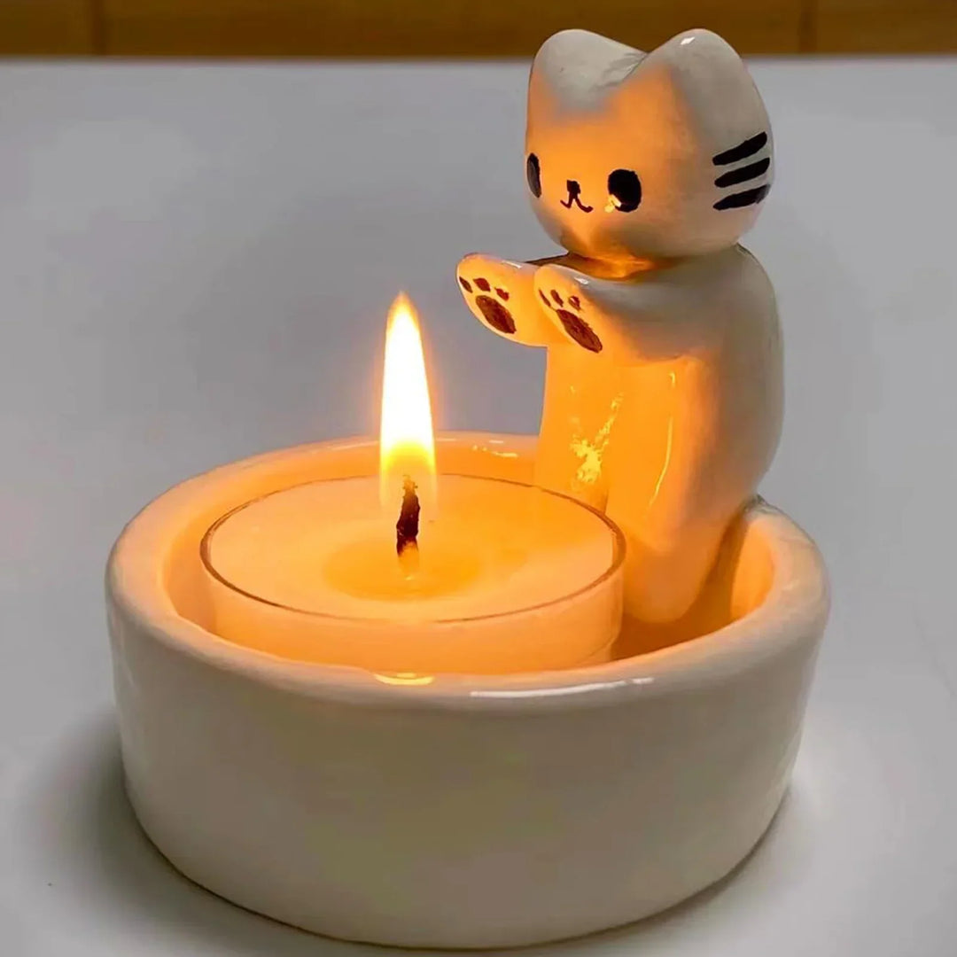 Kitten Candle Holder Cute Cat Candle Holder Creative Aromatherapy Candle Holder, view 2 - Elena Harper