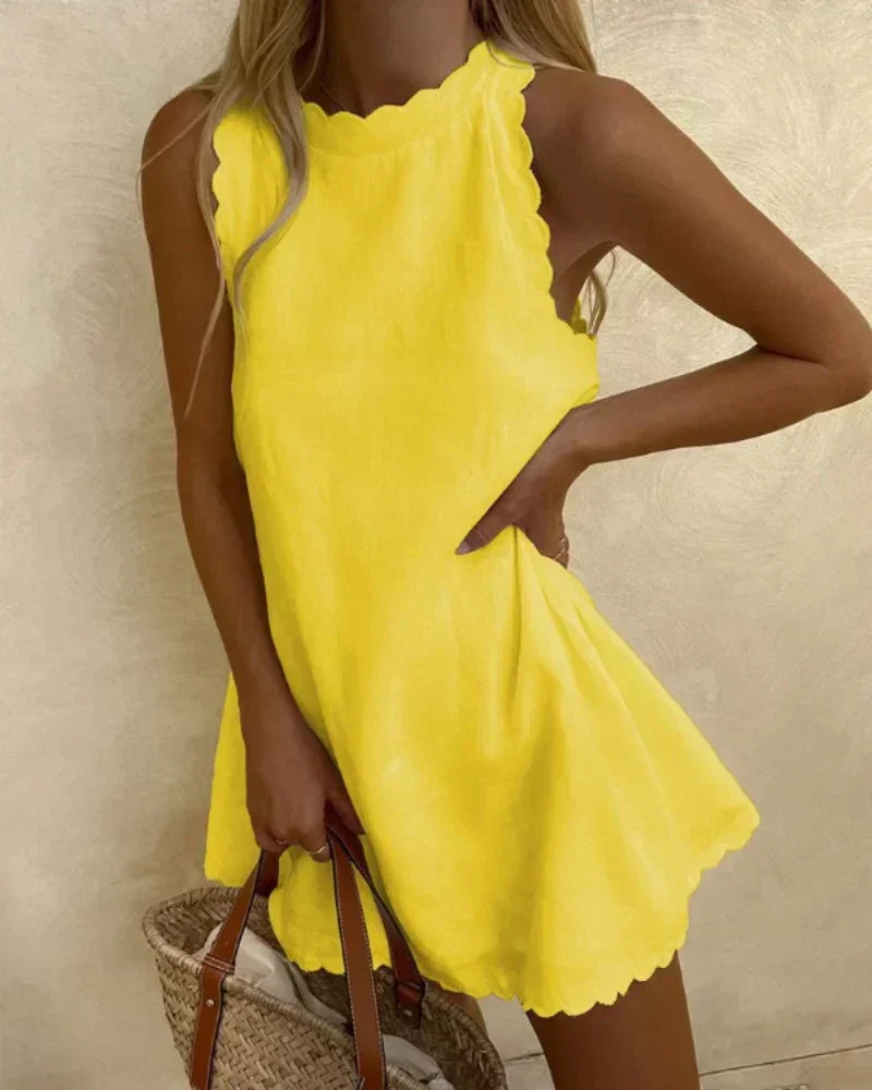 Olivia | Sleeveless High Neck Short Dress with A-Line Cut
