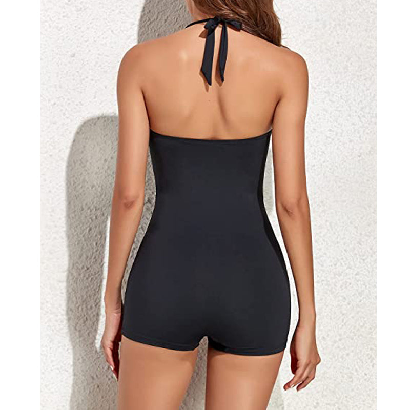 Halter Sculpting Swimsuit – Elegant Slimming Silhouette