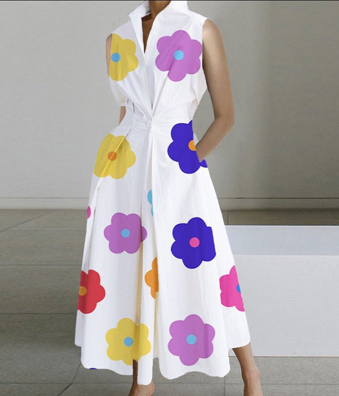 Dinora - Black and White Printed Dress