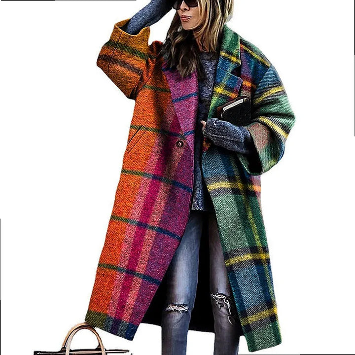 Women's Printed Wool Blend Long Coat – Constance