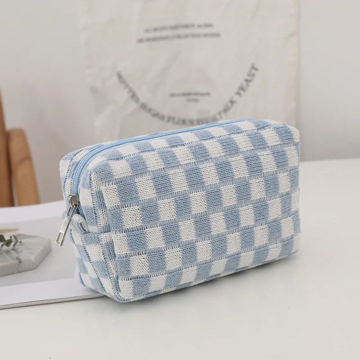 Amara - Stylish Y2K Checkered Makeup Bag