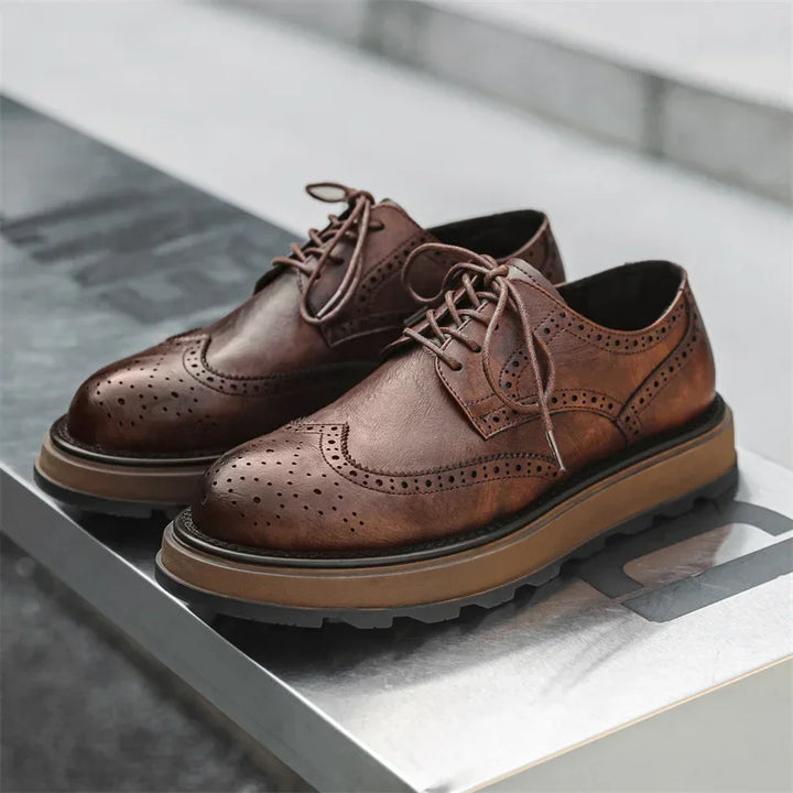 Alessio Classic Derby Shoes with Refined Leather Finish for Men - Elena Harper