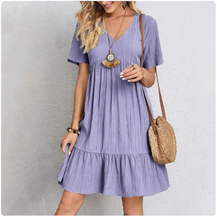 CHIC SUMMER DRESS WITH SHORT SLEEVES FOR WOMEN