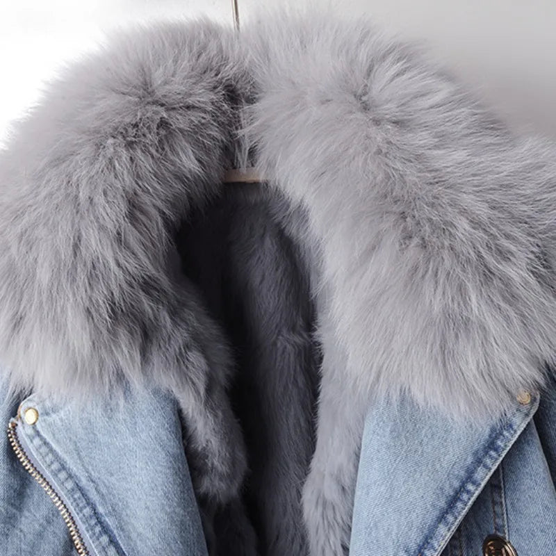 Mariga Denim Jacket with Fox Fur Collar, view 8 - Elena Harper