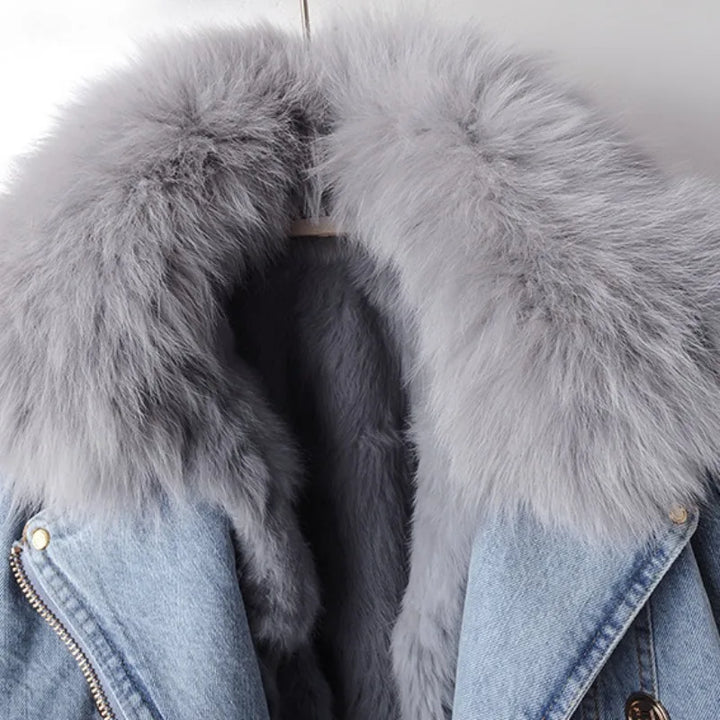 Mariga Denim Jacket with Fox Fur Collar, view 8 - Elena Harper