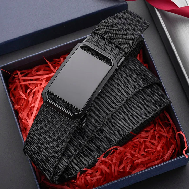 Men's Canvas Belt with Automatic Buckle, view 2 - Elena Harper