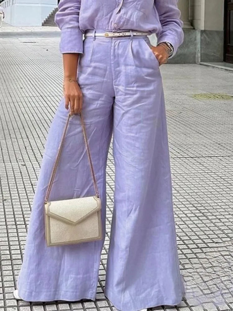 Lelia Elegant Linen Pants, view 2 - Elena Harper