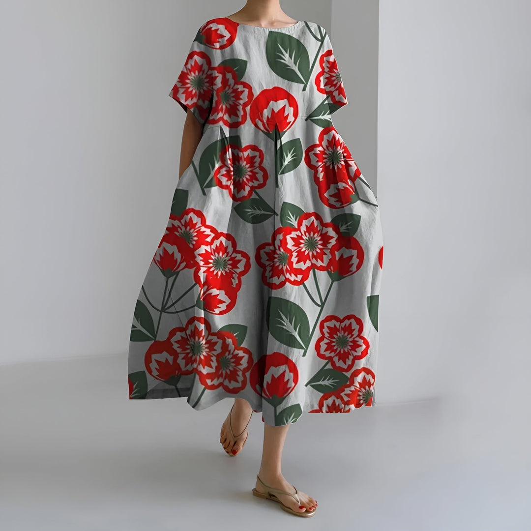Meeri Artistic Maxi Dress with Vintage Floral Print and Carefree Elegance - Elena Harper
