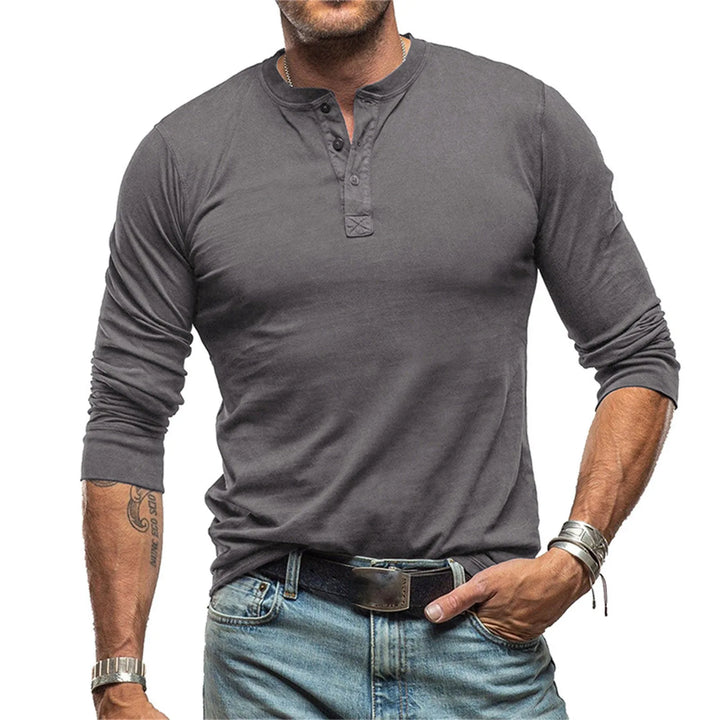 LAURENT MONACO | MEN'S FITTED LONG SLEEVE HENLEY T-SHIRT