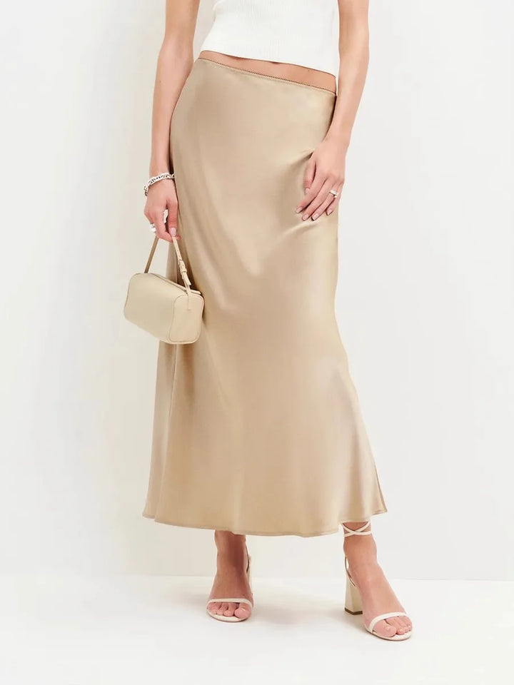 Amber | Bias Cut Slip Midi Skirt