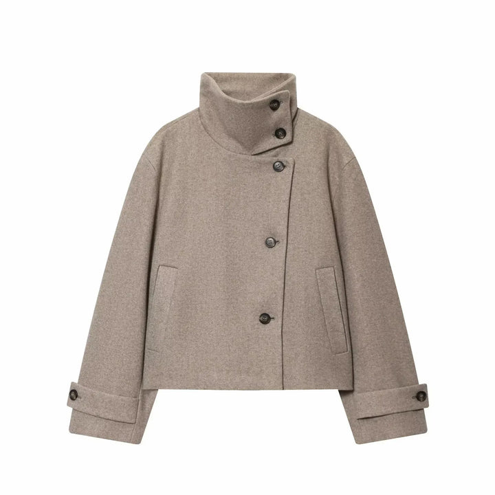 Women's Vintage Stand Collar Wool Coat Rowena, view 10 - Elena Harper