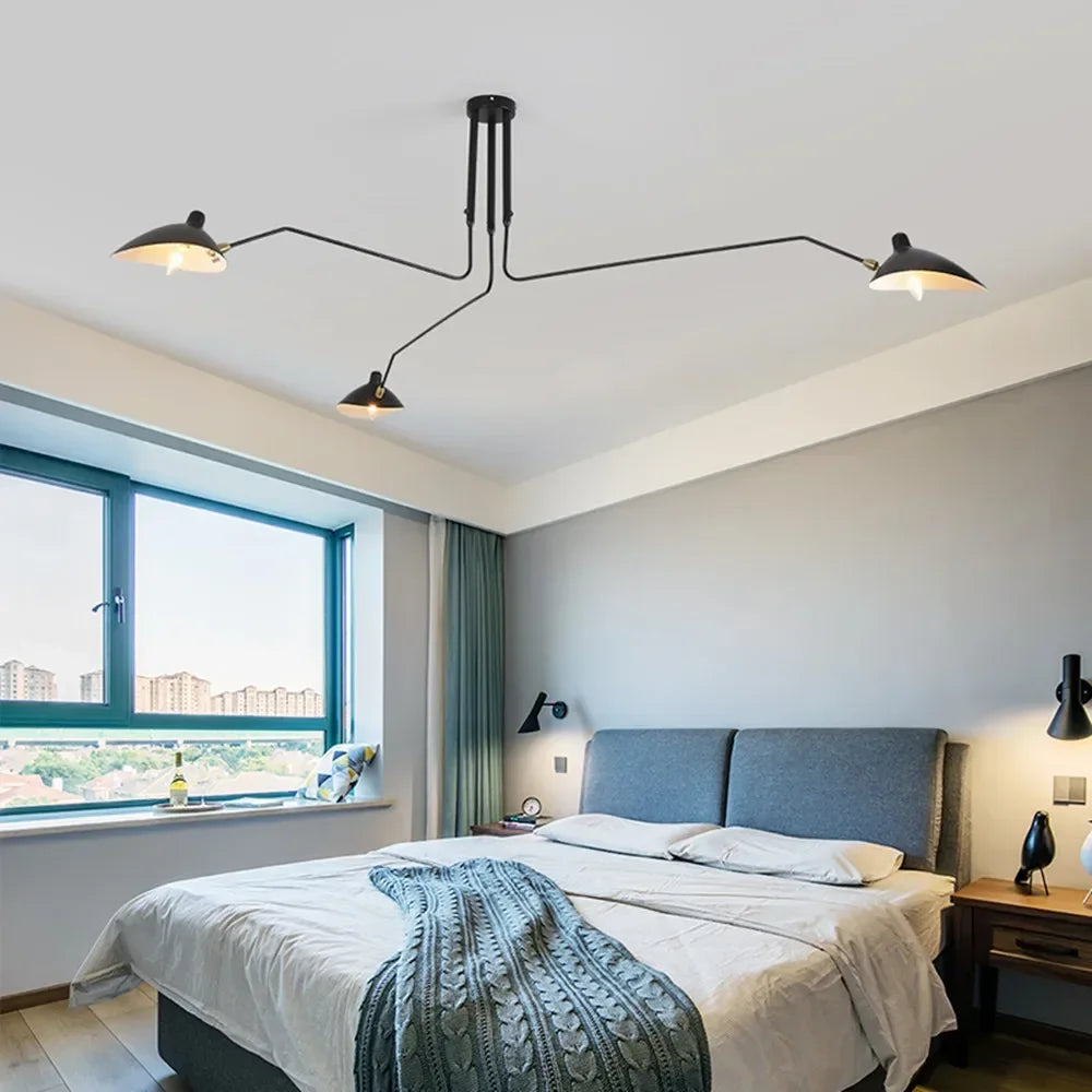 Black Ceiling Lamp with Swivel Arms – Modern Design