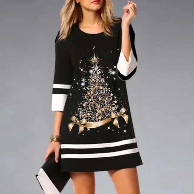 Emma | Women's Christmas Dress with Reindeer Print