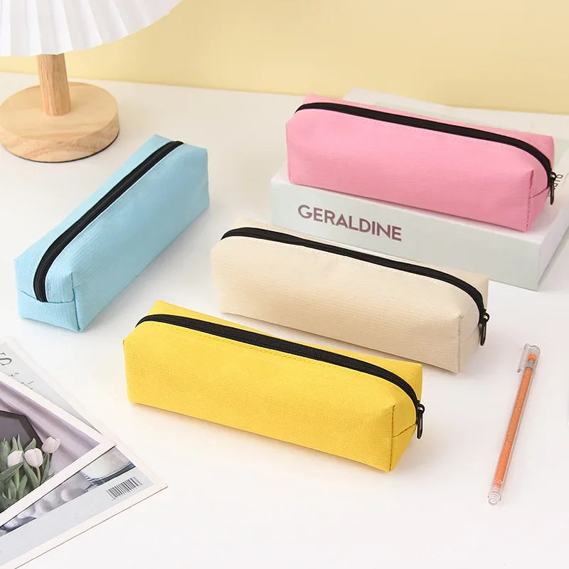 Small solid color zipper pouch Pencil case Kawaii mini pencil case for school and office, view 3 - Elena Harper