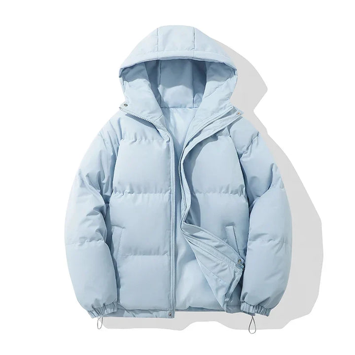 Hooded Blue Puffer Jacket for Winter Days