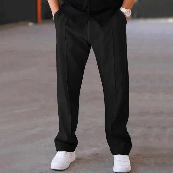 Harrington Oxford Loose-Fit Straight Leg Trousers for Men, view 4 - Elena Harper