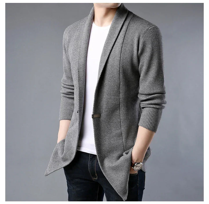 Men's Cardigan Regular Fit Button Front Long Sleeve with Ribbed Cuffs