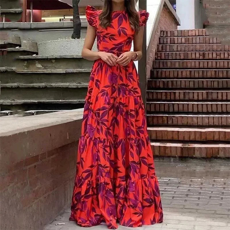 Valerie Elegant Maxi-Dress with Tropical Print for Summer - Elena Harper