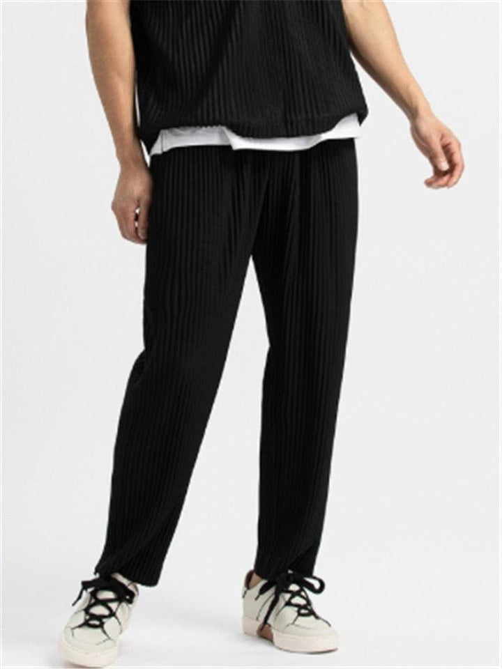 Emma & Rose Manhattan Hamish Pisa Ribbed Cotton Pantalon in a neutral color, showcasing the relaxed fit and ribbed texture.