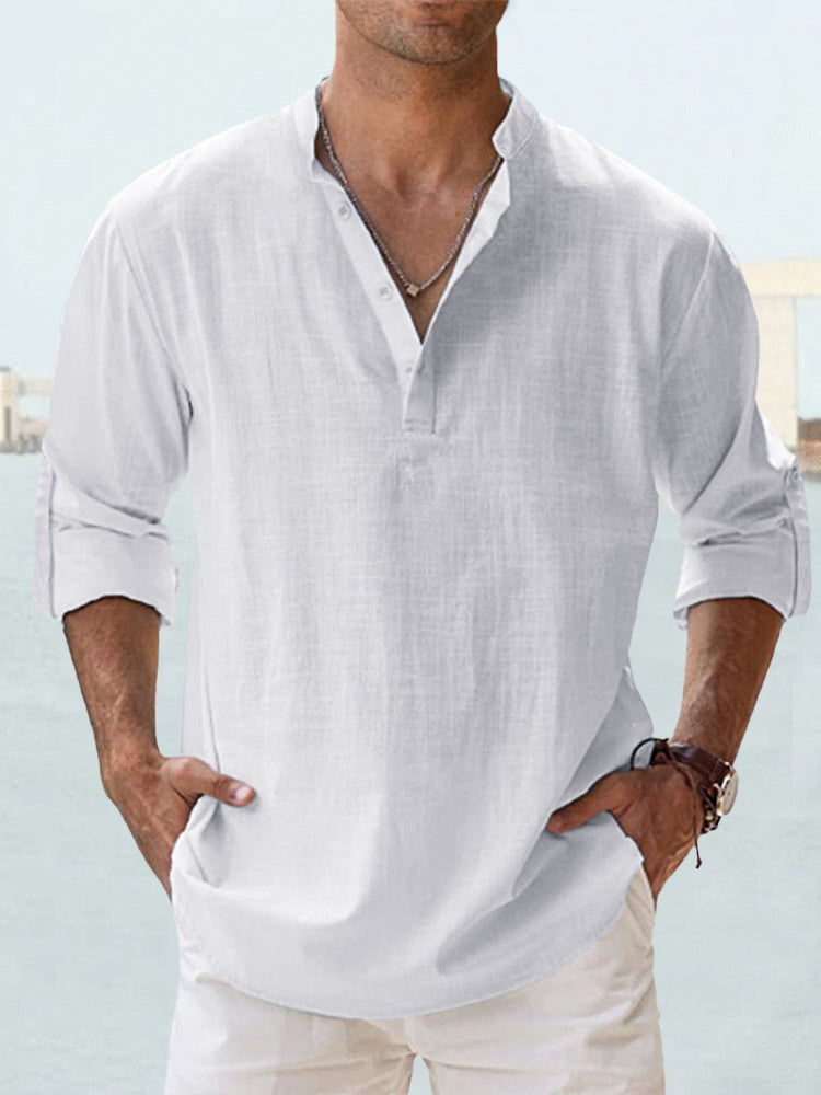 Bastian | Men's Casual Long Sleeve Shirt with Stand-Up Collar