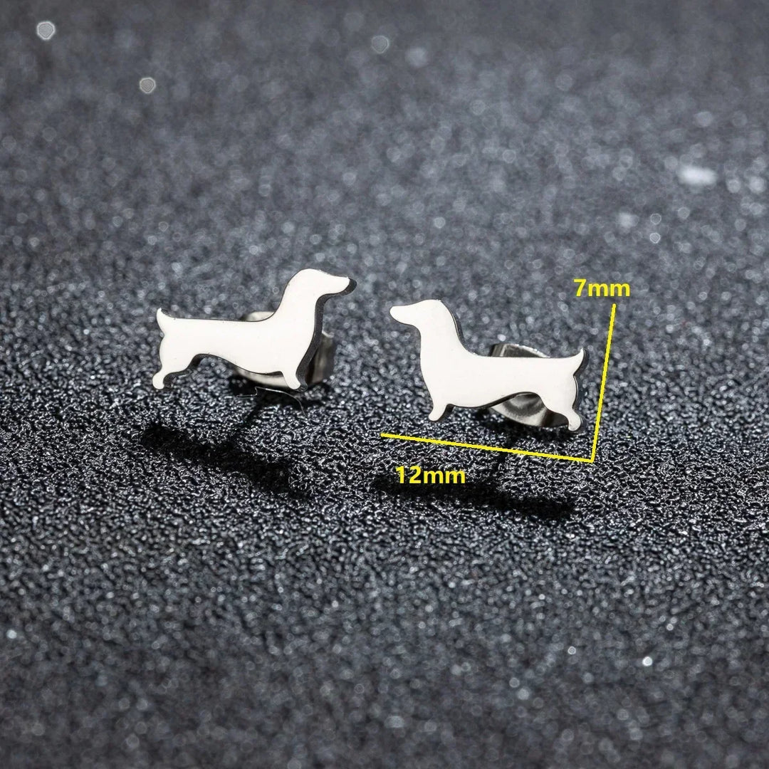 Dachshund Stud Earrings, view 3 - Elena Harper