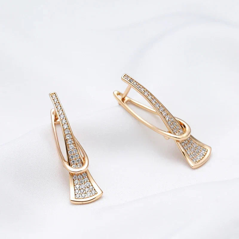 Radiant Layers Crystal Earrings Gold, view 3 - Elena Harper