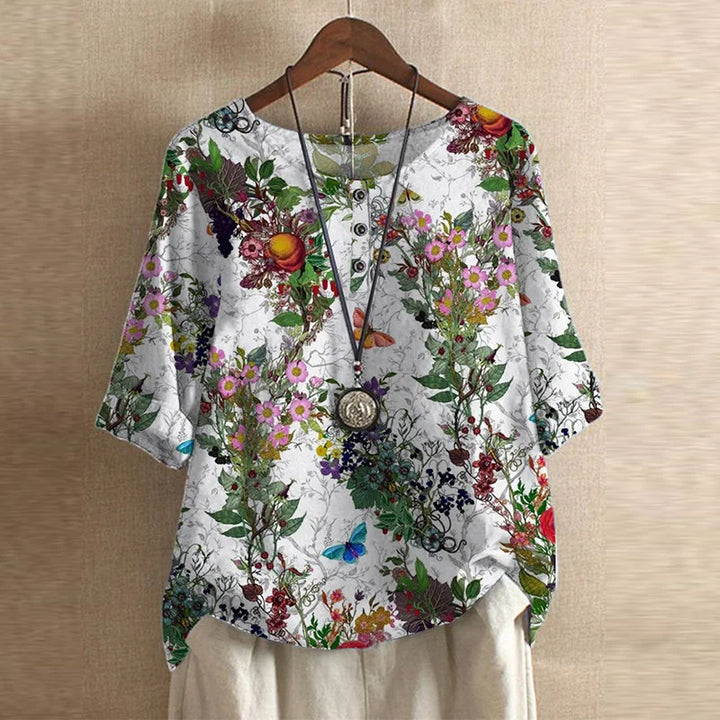 Ruby | Ladies Floral Print Round Neck Top