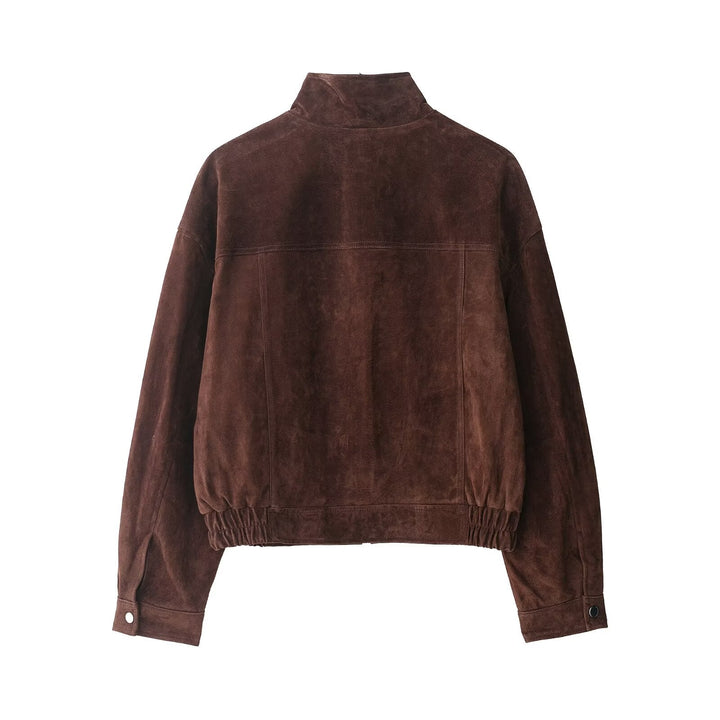 Suede Jacket with Front Pockets for Women - Mireane