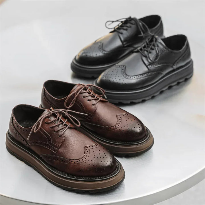 Alessio Classic Derby Shoes with Refined Leather Finish for Men - Elena Harper