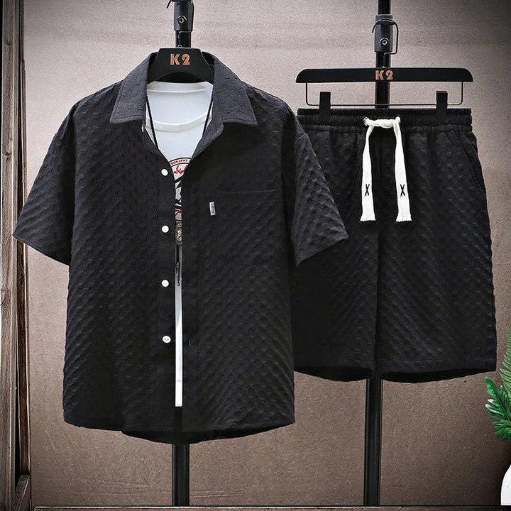 Complete Men's Two-Piece Honeycomb Fabric Set – Comfortable Fit