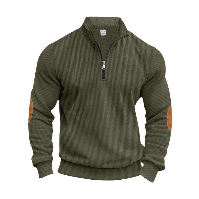 Raimondo Men's Ribbed Velvet Sweater with High Collar, view 3 - Elena Harper