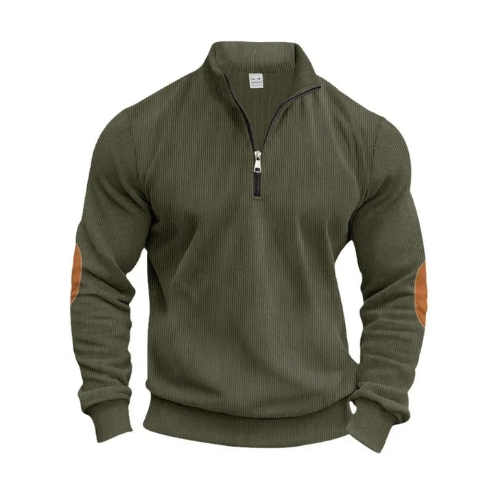 Raimondo Men's Ribbed Velvet Sweater with High Collar, view 3 - Elena Harper