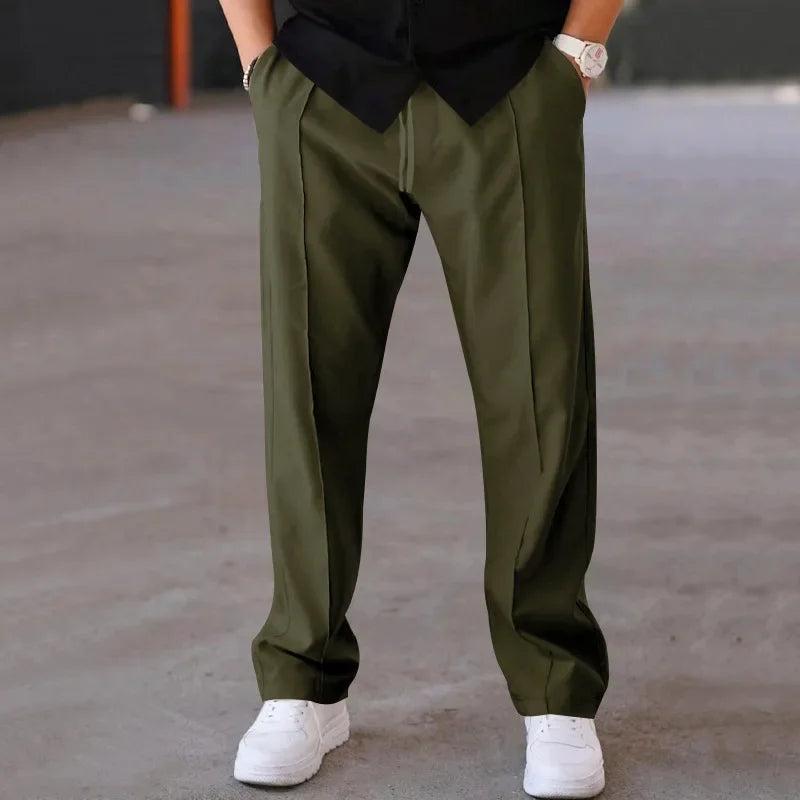 Harrington Oxford Loose-Fit Straight Leg Trousers for Men, view 7 - Elena Harper