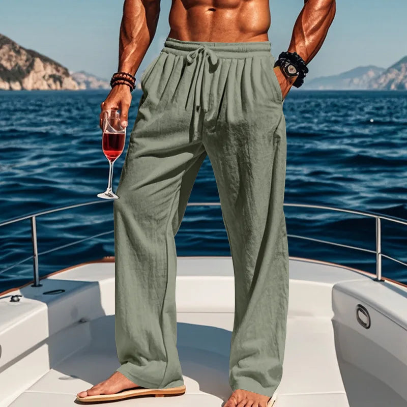 LAURENT MONACO | AZURE LINEN PANTS FOR MEN