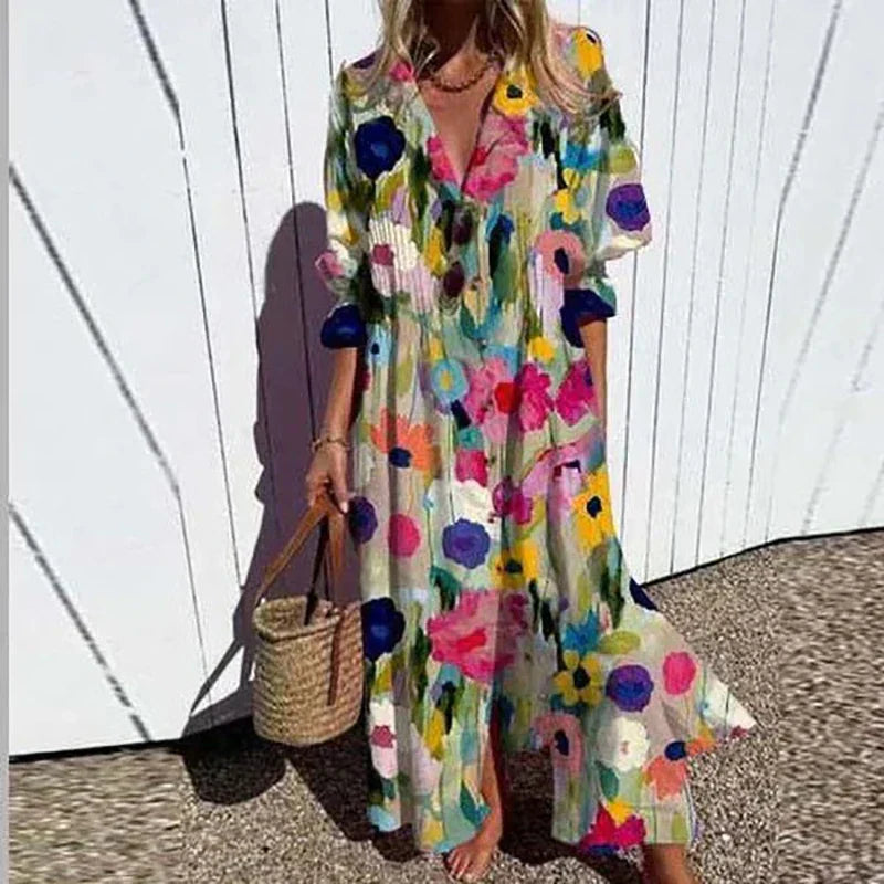 Bethany | Women’s Boho Floral Long Sleeve Maxi Dress