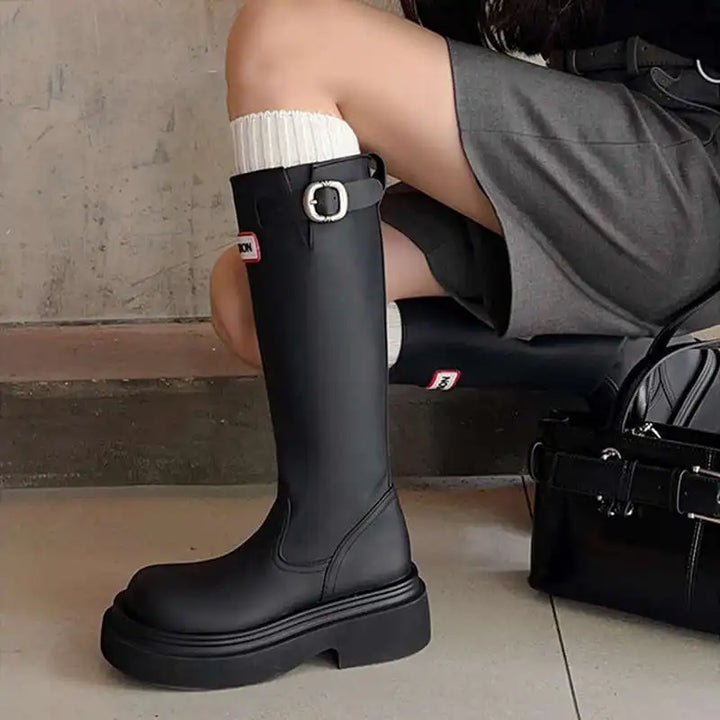 Women's Knee-High Chunky Sole Rain Boots Noralise, view 2 - Elena Harper