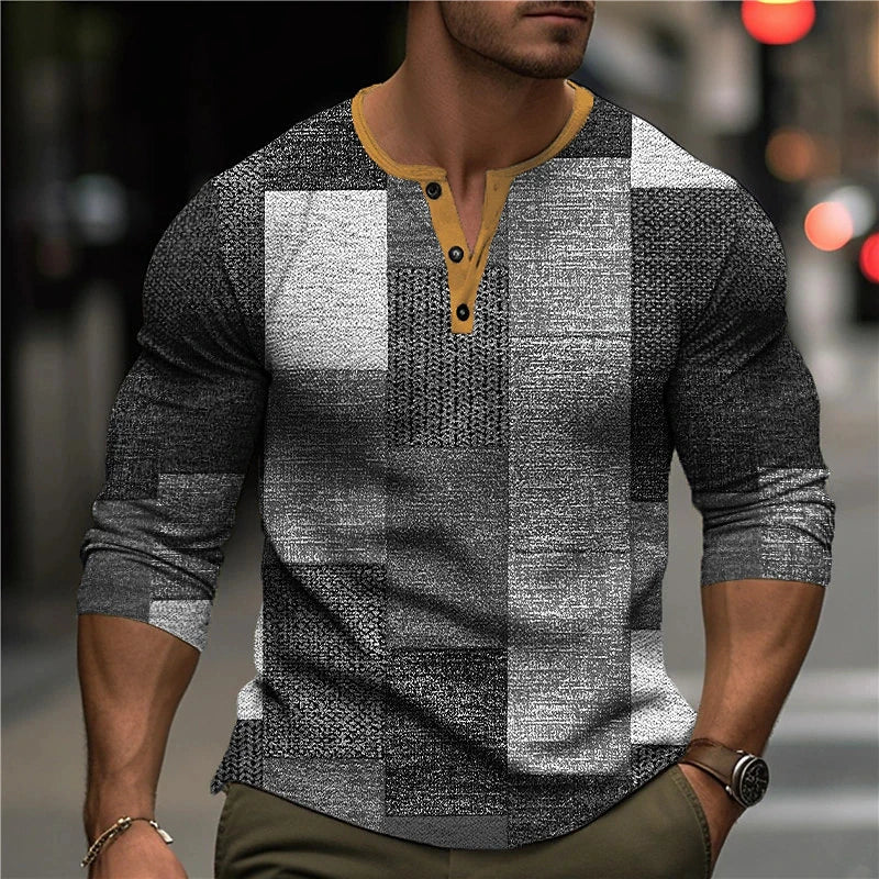 LAURENT MONACO | LONG SLEEVE 3D PRINTED T-SHIRT FOR MEN