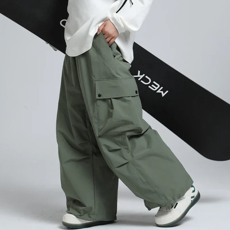 Unisex Loose Ski Pants – Breathable Snowboard Pants with Zipper and Insulation