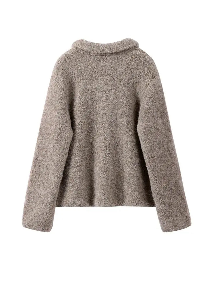 Women's Fluffy Cardigan with Flower Buttons Flossie, view 3 - Elena Harper