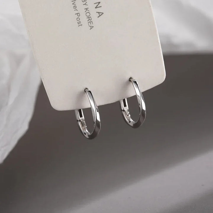 Sterling Silver Round Inlaid Earrings