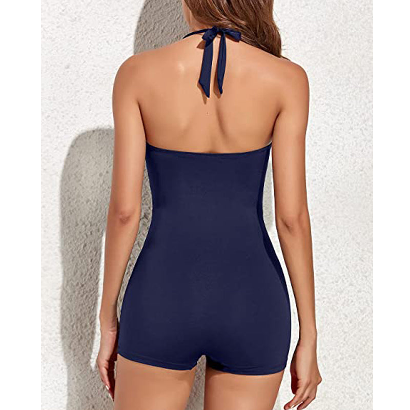 Halter Sculpting Swimsuit – Elegant Slimming Silhouette